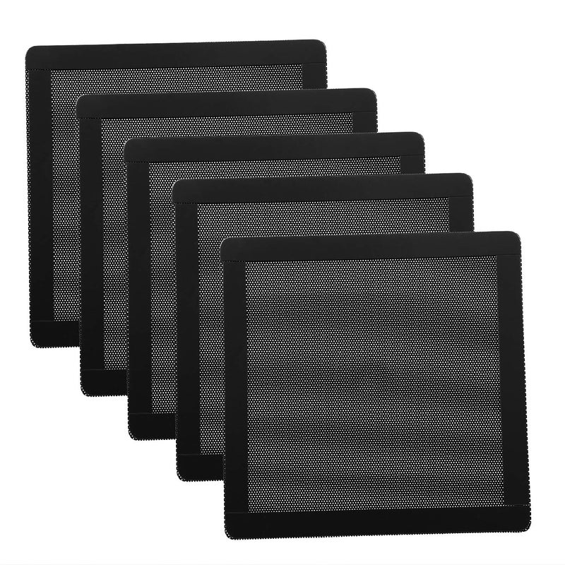 PANO-MOUNTS فلتر غبار مروحة 120 مم شبكة 4.72 بوصة إطار مغناطيسي PVC غطاء مروحة صندوق الكمبيوتر الأسود 5-pack - Image 1
