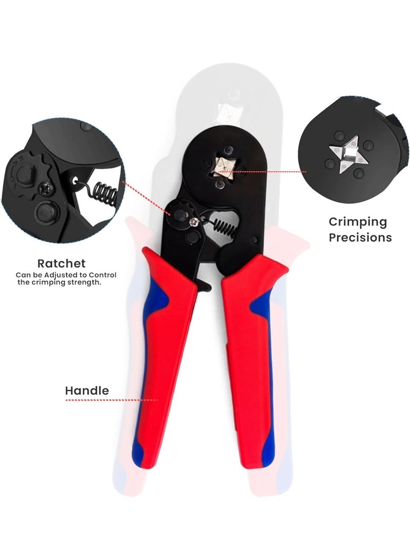 Relex Ferrule Crimper Plier Self-adjustable, AWG23-7 Self-adjustable Ratchet Wire Crimping Tool with 1200PCs Wire Terminals Crimping Connector, Wire End Ferrule Crimper - Image 3