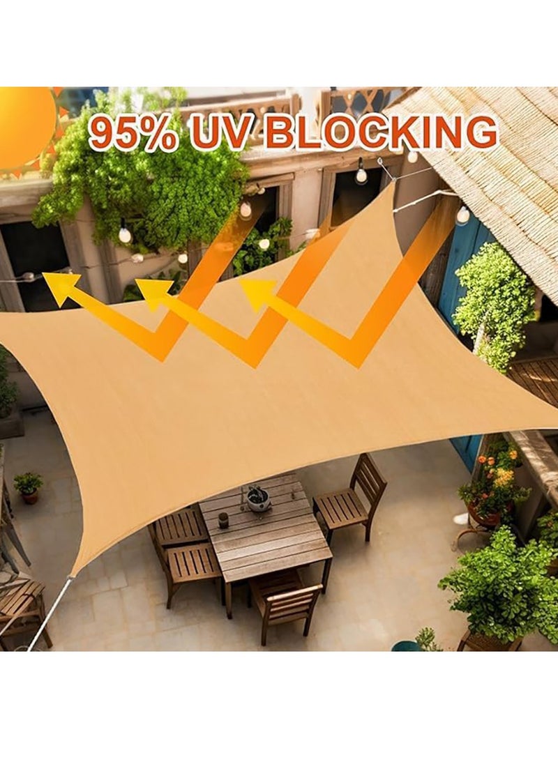 VUCATIN مظلة شمسية مستطيلة الشكل، مظلة شمسية نفاذية للماء للأشعة فوق البنفسجية، مظلة شراع للفناء الخلفي، الفناء الخلفي، الحديقة، الأنشطة الخارجية، غطاء مظلة الشمس  - Image 2