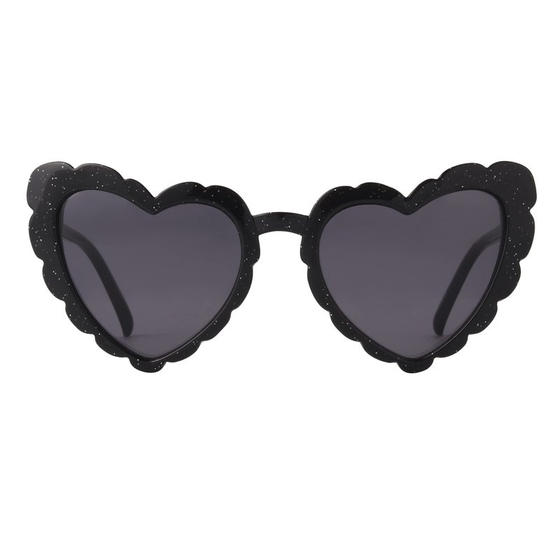 Betsey Johnson Women's Queen of Hearts Sunglasses Heartshape, Black with Glitter, 53mm - Image 2