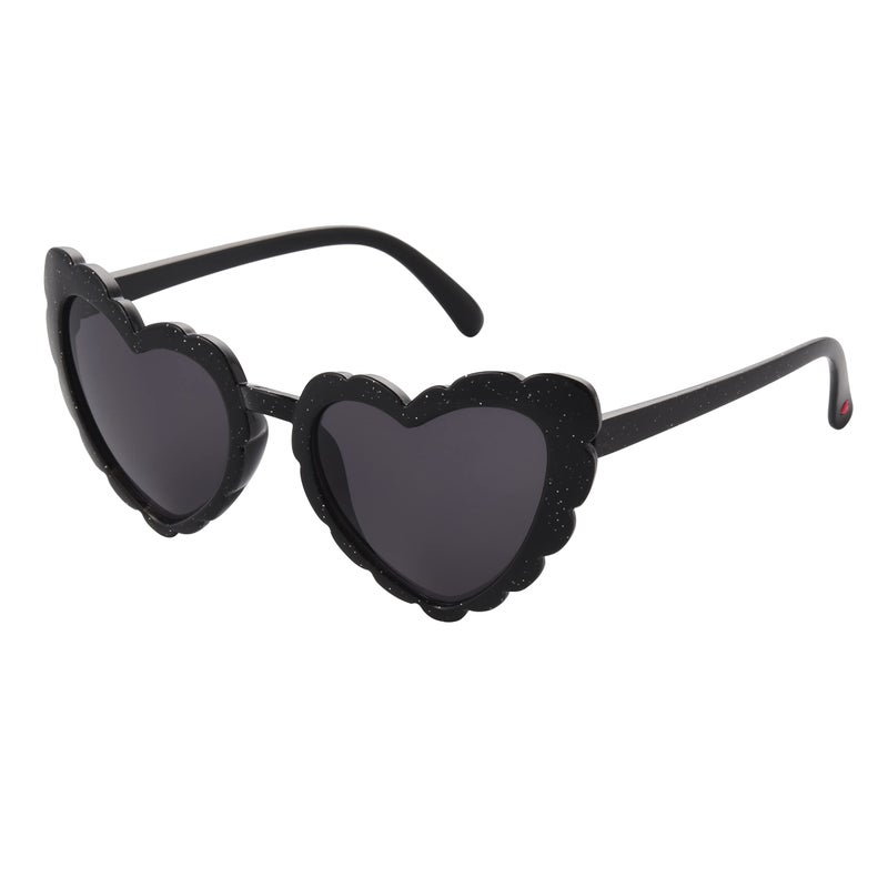 Betsey Johnson Women's Queen of Hearts Sunglasses Heartshape, Black with Glitter, 53mm - Image 1