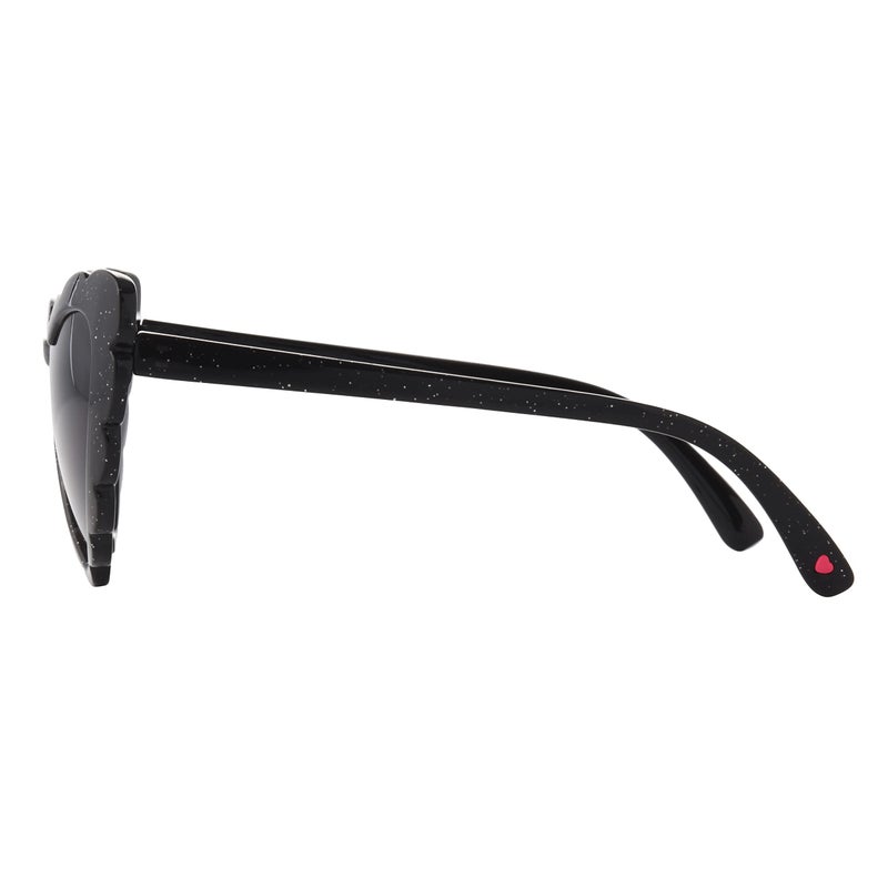 Betsey Johnson Women's Queen of Hearts Sunglasses Heartshape, Black with Glitter, 53mm - Image 3