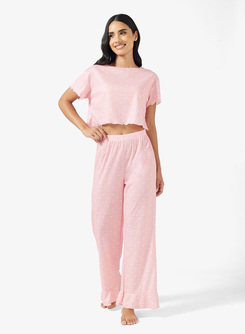 جينجر طقم بيجاما مريح بنقشة نقطية - Image 1