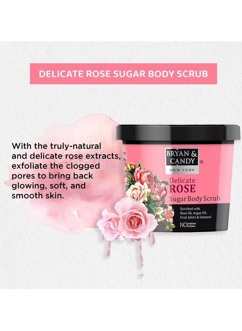BRYAN & CANDY - Delicate Rose Bath Tub Gift for Men and Women Complete Home Spa Experience Shower Gel Body Butter Sugar Scrub Face Wash - Image 1
