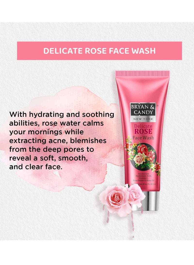 BRYAN & CANDY - Delicate Rose Bath Tub Gift for Men and Women Complete Home Spa Experience Shower Gel Body Butter Sugar Scrub Face Wash - Image 1