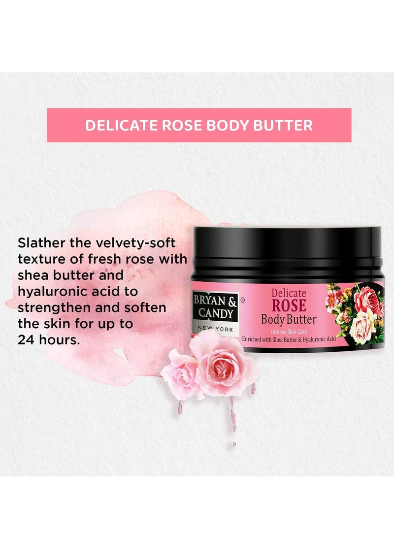 BRYAN & CANDY - Delicate Rose Bath Tub Gift for Men and Women Complete Home Spa Experience Shower Gel Body Butter Sugar Scrub Face Wash - Image 1