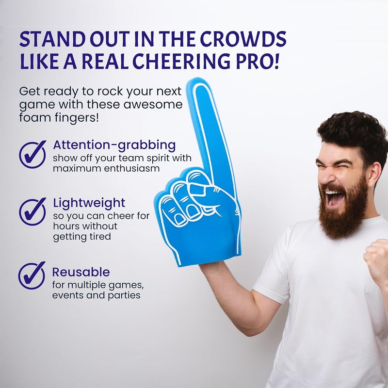 FUNSTITUTION Giant Foam Finger 18 Inch- You're Number 1 Foam Hand for All Occasions - Cheerleading for Sports - Exciting Vibrant Colors use as Celebration Pom Poms- Great for Sports Events Games School Business - Image 1