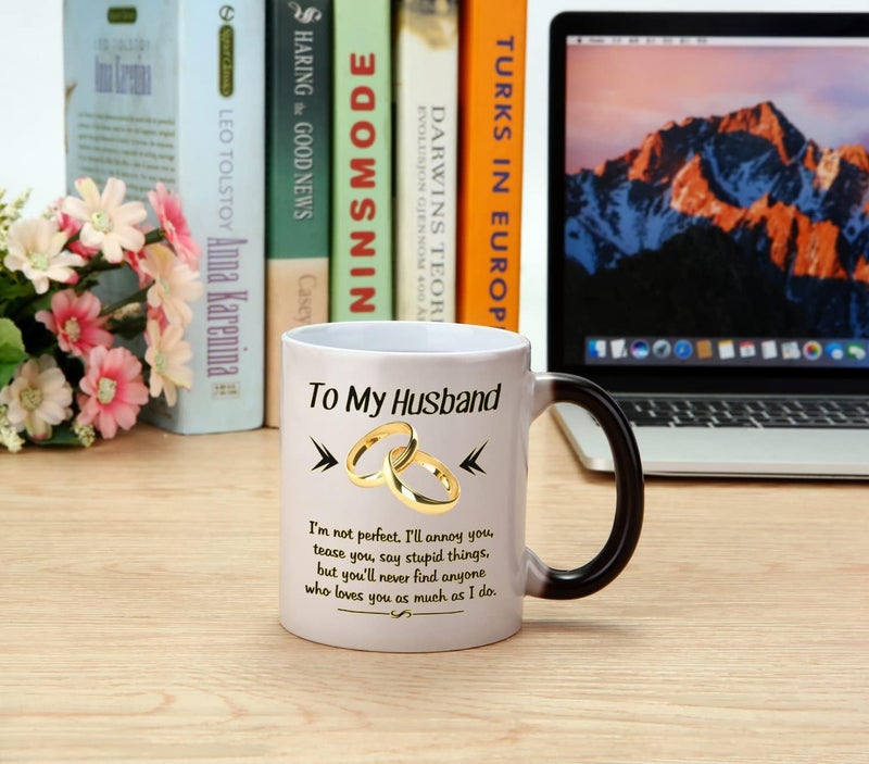 DasyFly Valentines Day Gifts for Husband from Wife,Color Changing Husband Mug 11 OZ Cup,Romantic Wedding Anniversary Christmas Birthday Gifts for Husband,Funny Husband Mugs From Wife - Image 3