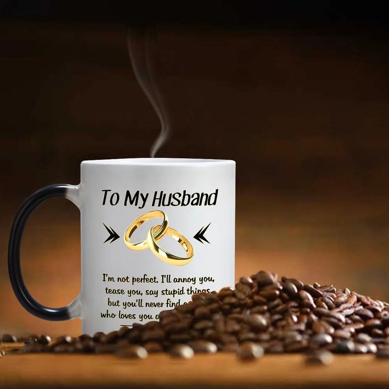 DasyFly Valentines Day Gifts for Husband from Wife,Color Changing Husband Mug 11 OZ Cup,Romantic Wedding Anniversary Christmas Birthday Gifts for Husband,Funny Husband Mugs From Wife - Image 4