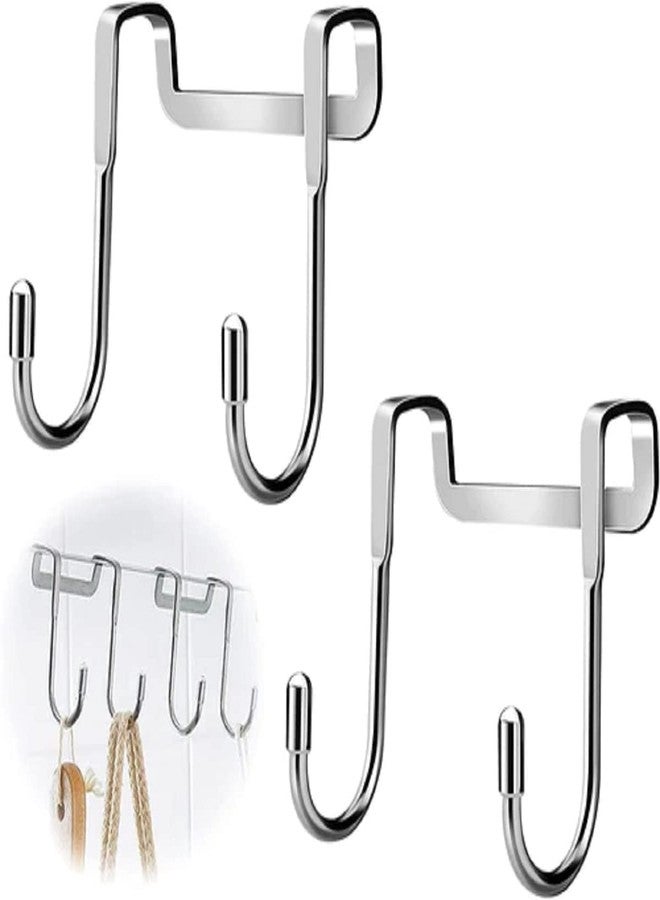 MVM Enterprise Double Stainless Steel Hook Wall Hangers Self Adhesive Hooks Stick S Shape Hook for On Wall Hanging Door, Bathroom, Home, Clothes Holder Utility Hanging Hooks Storage(2 pcs) - Image 1