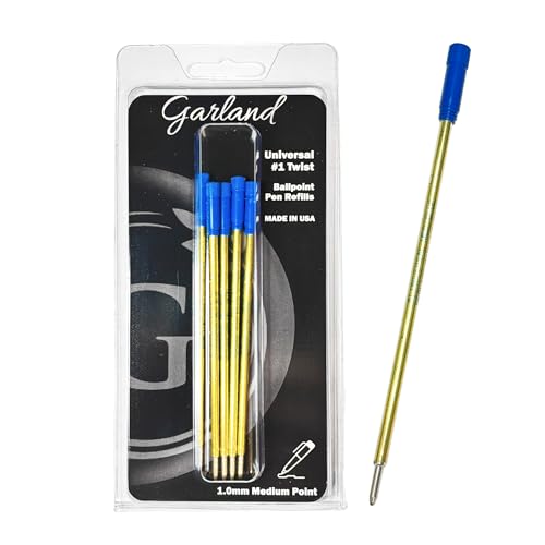 Garland Universal #1 Cross Compatible Ballpoint Pen Refill, USA Made, Archival Ink, 1.0mm Medium Point, Smooth Writing, 5 Pack (Blue) - Image 1