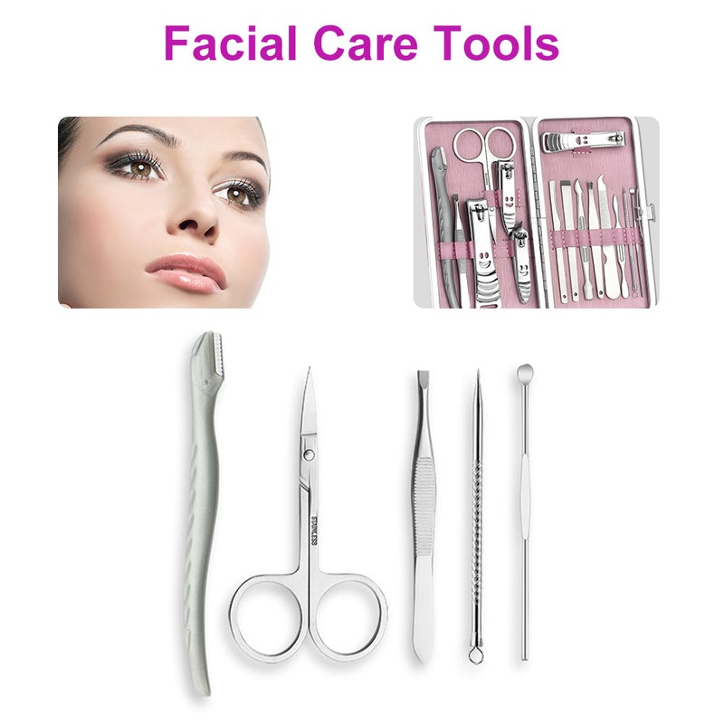Nail Clipper Set Professional 15 Pcs Manicure Pedicure Set Eyebrow Shaping Grooming Kit Ear Cleaning Compact Travel Case - Image 3