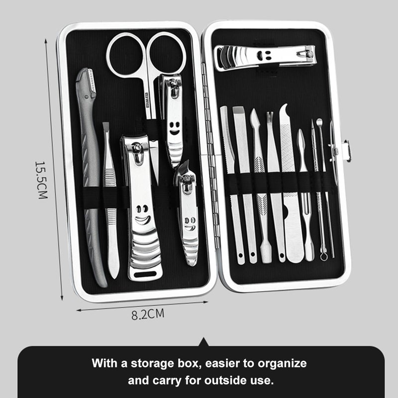 Nail Clipper Set Professional 15 Pcs Manicure Pedicure Set Eyebrow Shaping Grooming Kit Ear Cleaning Compact Travel Case - Image 4
