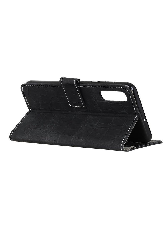 HuHa For Sony Xperia Ace II Crocodile Texture Horizontal Flip Leather Case with Holder & Card Slots & Wallet(Black)  - Image 4