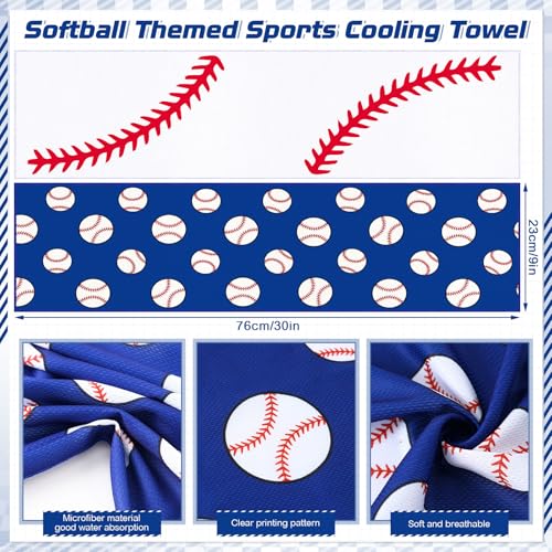 FuWeave 12 Pcs Sports Cooling Towels Baseball Basketball Softball Breathable Soccer Football Volleyball Microfiber Ice Towel Fast Drying for Party Favors Team Gift Baseball30 x 9 Inch - Image 3