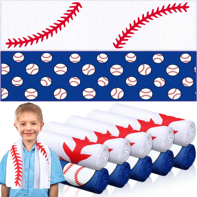 FuWeave 12 Pcs Sports Cooling Towels Baseball Basketball Softball Breathable Soccer Football Volleyball Microfiber Ice Towel Fast Drying for Party Favors Team Gift Baseball30 x 9 Inch - Image 2