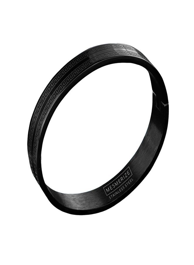 Mesmerize Atticus Stainless Steel Kada Bracelet for Men – Durable, Anti-Tarnish, Water & Sweat Resistant, Hypoallergenic, Stylish & Comfortable Fit – Premium Gift Box Included (Black, L) - Image 1