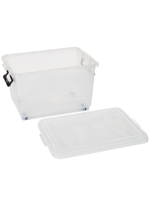 22L Clear Plastic Storage Set of 2 Box with Wheels & Lockable Lid