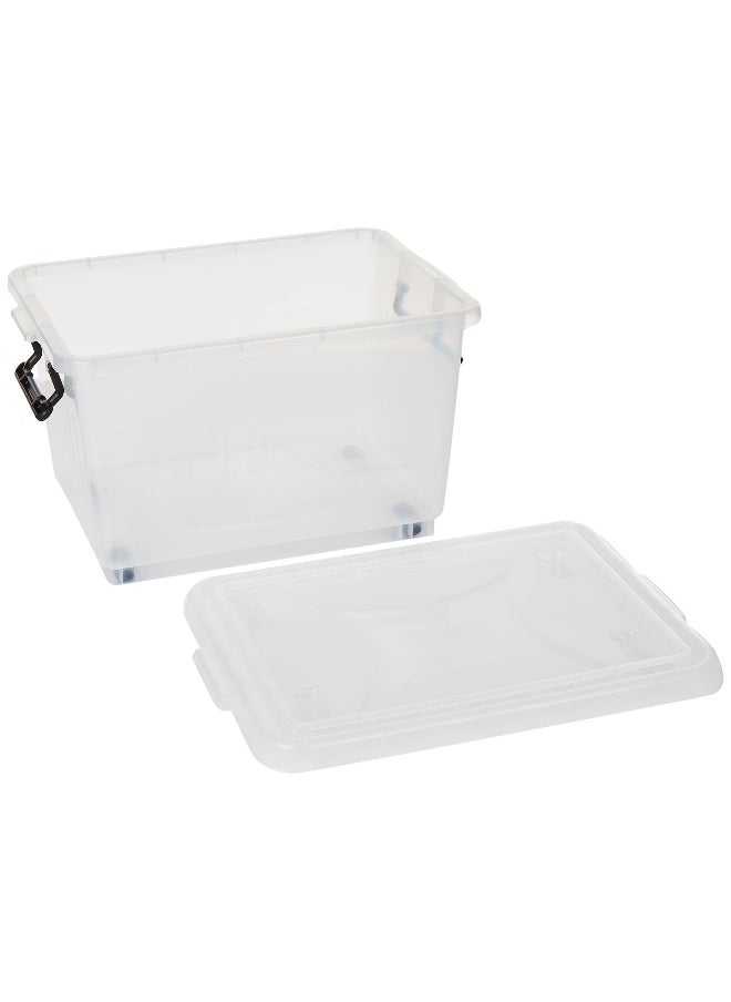 Cosmoplast 22L Clear Plastic Storage Set of 2 Box with Wheels & Lockable Lid  - Image 1