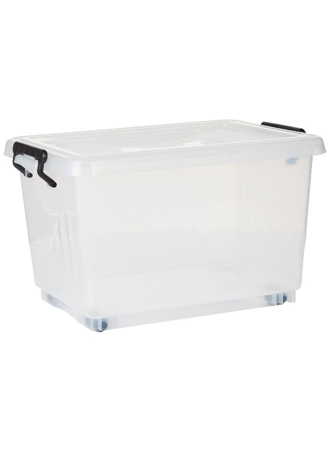 Cosmoplast 22L Clear Plastic Storage Set of 2 Box with Wheels & Lockable Lid  - Image 3