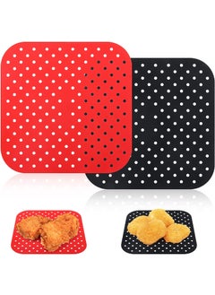 WECEF Reusable Air Fryer Liners 2 Pack Air Fryer Liners Mats NonStick Basket Mat Deep Pad Replacement for Parchment Paper AntiOil Bottom Air Frying Steaming and Oven Baking Square 75 INCH