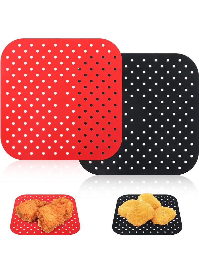 WE-CEF WECEF Reusable Air Fryer Liners 2 Pack Air Fryer Liners Mats NonStick Basket Mat Deep Pad Replacement for Parchment Paper AntiOil Bottom Air Frying Steaming and Oven Baking Square 75 INCH 