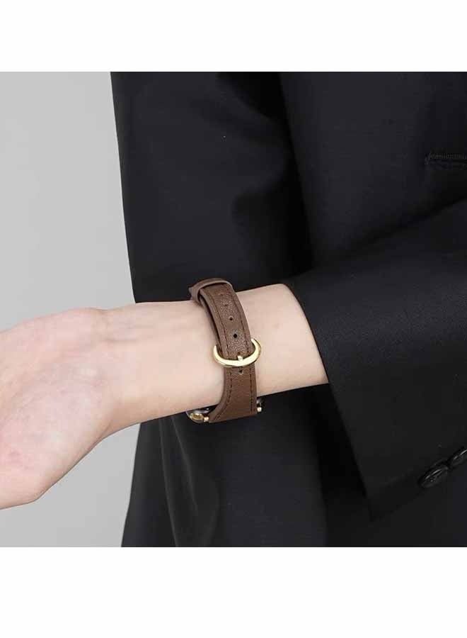 For Apple Watch Leather Band Compatible with Apple Watch 38 mm 40 mm 41 mm 42 mm Women's Top Grain Genuine Leather Strap for i Watch Series 10 9 8 7 6 5 4 3 2 1 SE Ultra 2  Brown,for Office Work Daily Life Travel Trips Social Gatherings and Other Formal Occasions - Image 4