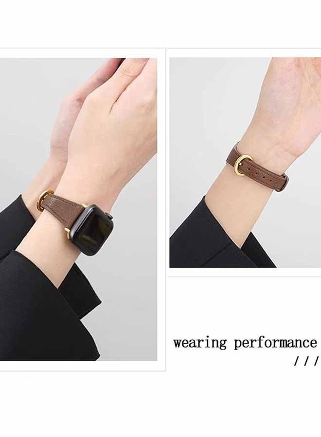 For Apple Watch Leather Band Compatible with Apple Watch 38 mm 40 mm 41 mm 42 mm Women's Top Grain Genuine Leather Strap for i Watch Series 10 9 8 7 6 5 4 3 2 1 SE Ultra 2  Brown,for Office Work Daily Life Travel Trips Social Gatherings and Other Formal Occasions - Image 5