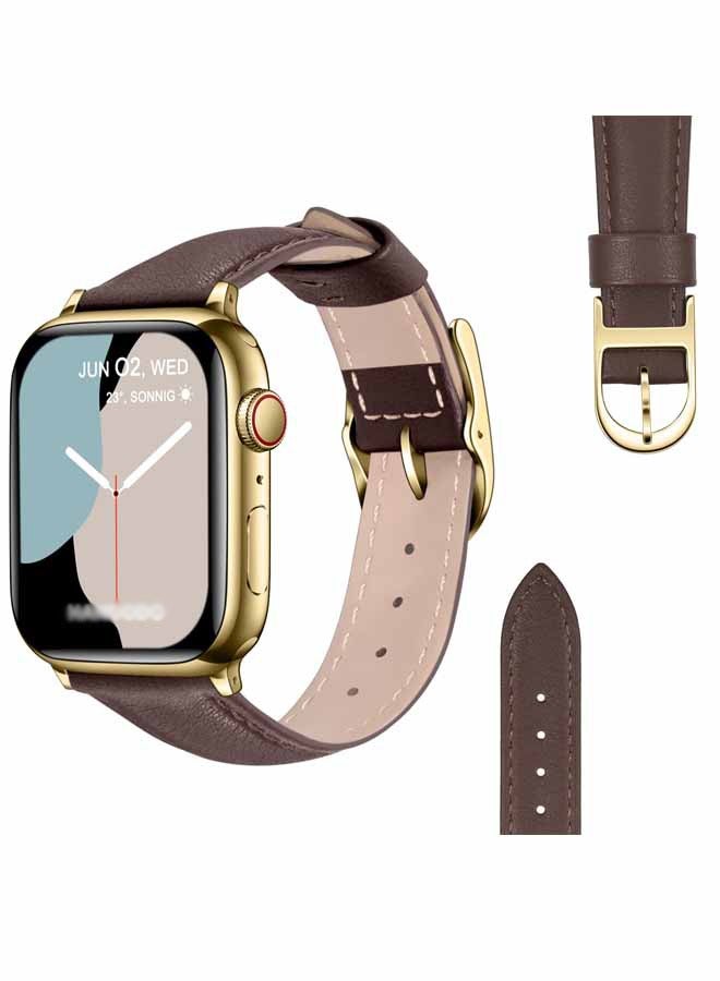 For Apple Watch Leather Band Compatible with Apple Watch 38 mm 40 mm 41 mm 42 mm Women's Top Grain Genuine Leather Strap for i Watch Series 10 9 8 7 6 5 4 3 2 1 SE Ultra 2  Brown,for Office Work Daily Life Travel Trips Social Gatherings and Other Formal Occasions - Image 2
