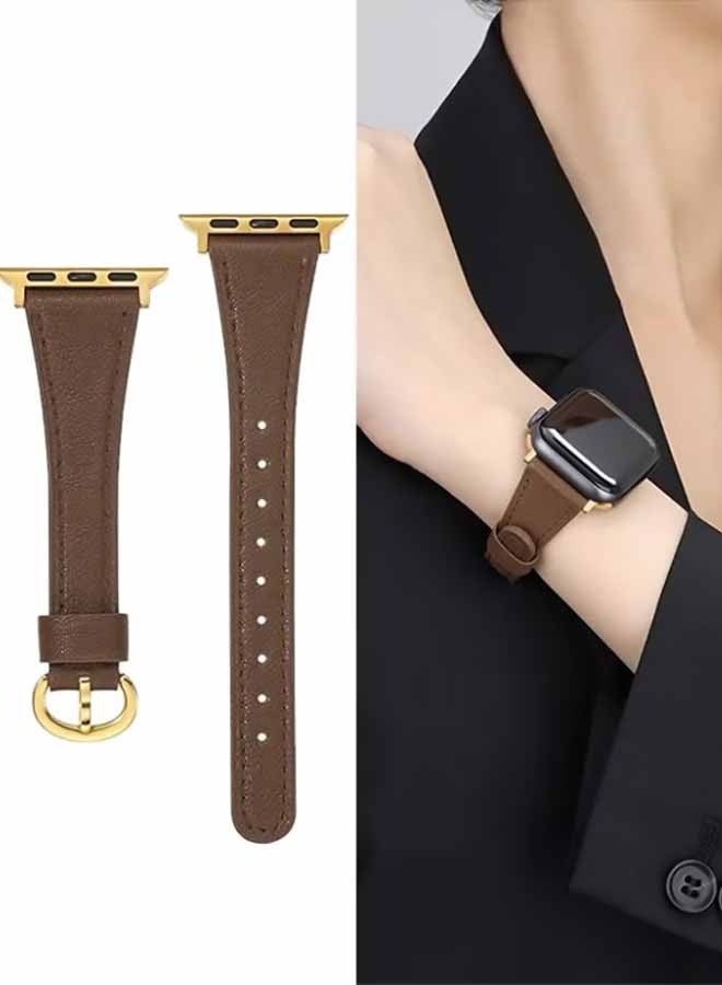 For Apple Watch Leather Band Compatible with Apple Watch 38 mm 40 mm 41 mm 42 mm Women's Top Grain Genuine Leather Strap for i Watch Series 10 9 8 7 6 5 4 3 2 1 SE Ultra 2  Brown,for Office Work Daily Life Travel Trips Social Gatherings and Other Formal Occasions - Image 1
