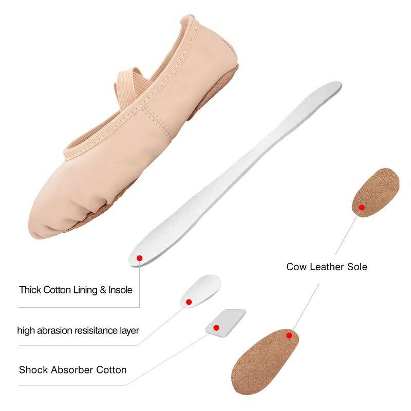 RoseMoli Ballet Shoes for Girls/Toddlers/Kids/Women, Leather Yoga Shoes/Ballet Slippers for Dancing 1.5 Little Kid Nude - Image 5