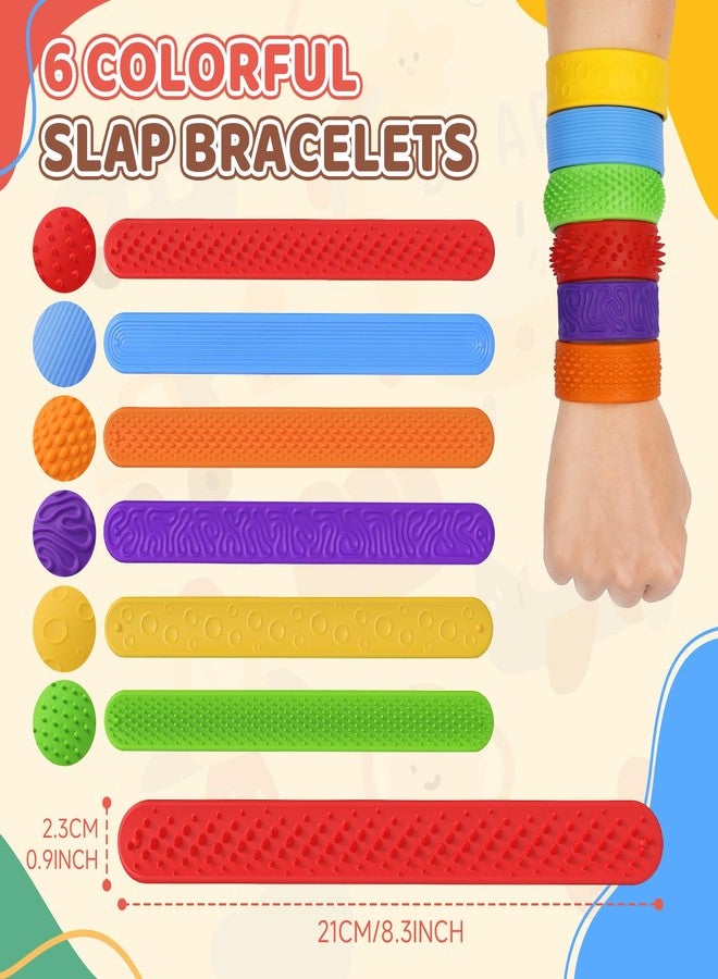 Playexen 6PCS Sensory Fidget Toys Slap Bracelets, Stress Anxiety Relief Sensory Toys for Autism, ADHD, Anxiety, Colorful Fidget Bracelet Bands for Teens, Adult, Ideal Fun Gifts - Image 2