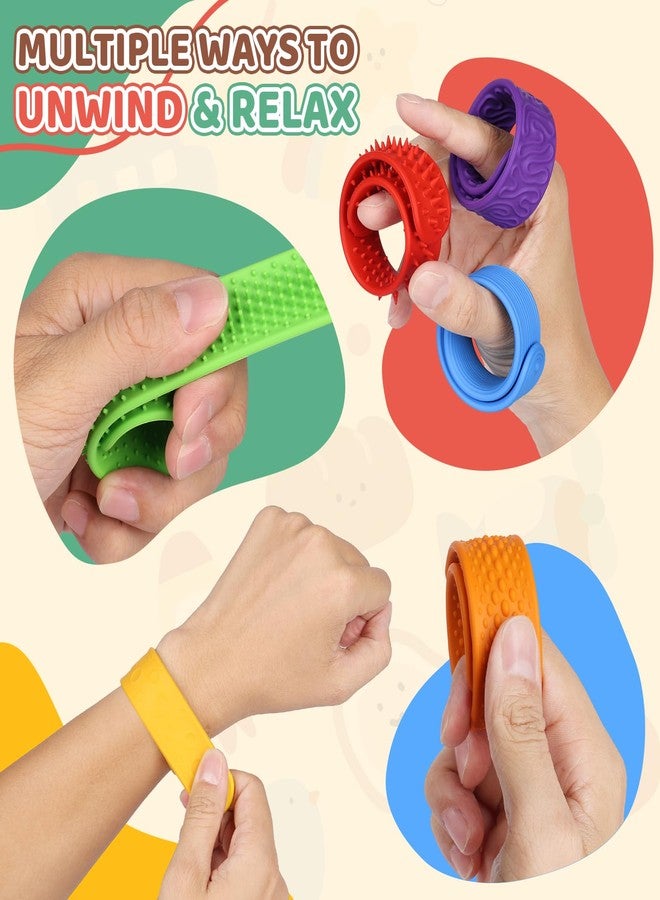 Playexen 6PCS Sensory Fidget Toys Slap Bracelets, Stress Anxiety Relief Sensory Toys for Autism, ADHD, Anxiety, Colorful Fidget Bracelet Bands for Teens, Adult, Ideal Fun Gifts - Image 3
