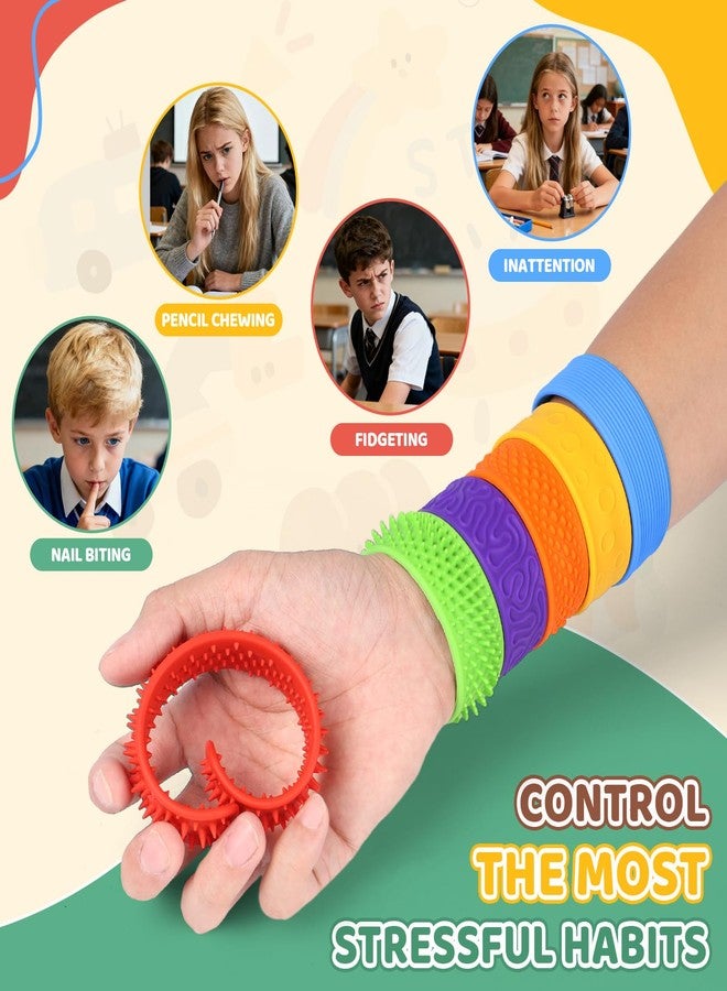 Playexen 6PCS Sensory Fidget Toys Slap Bracelets, Stress Anxiety Relief Sensory Toys for Autism, ADHD, Anxiety, Colorful Fidget Bracelet Bands for Teens, Adult, Ideal Fun Gifts - Image 5