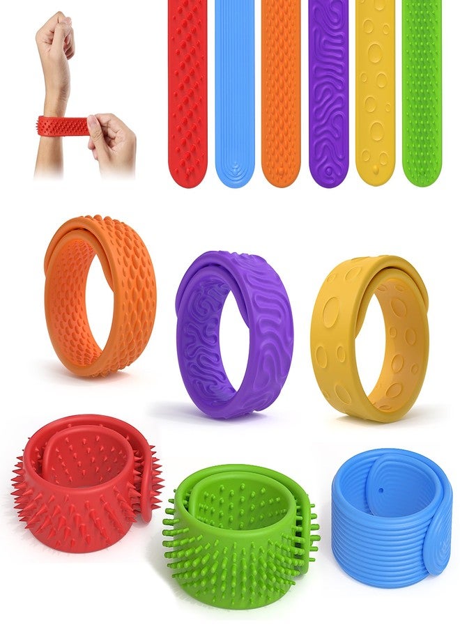 Playexen 6PCS Sensory Fidget Toys Slap Bracelets, Stress Anxiety Relief Sensory Toys for Autism, ADHD, Anxiety, Colorful Fidget Bracelet Bands for Teens, Adult, Ideal Fun Gifts - Image 1