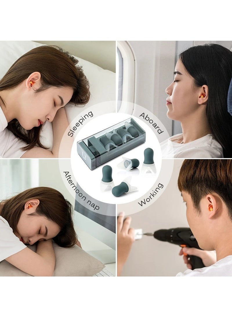 ارواق سدادات أذن عازلة للضوضاء، حجب الصوت، تقليل الضوضاء، قابلة لإعادة الاستخدام مع حافظة للنوم والشخير والرماية والسباحة - Image 2