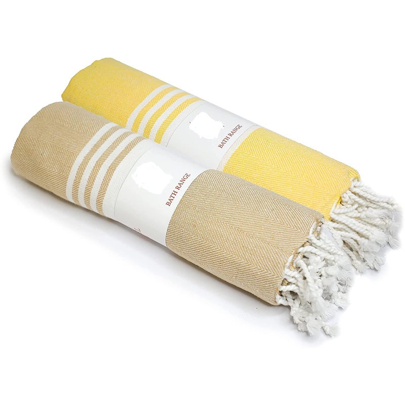 ROSSLYN Bath/Beach Towel Ultra Soft, Absorbent & Quick Dry Towel for Bath, Beach, Pool, Travel, Spa and Yoga 76x152 cm Set of 2 (Yellow Beige) - Image 1
