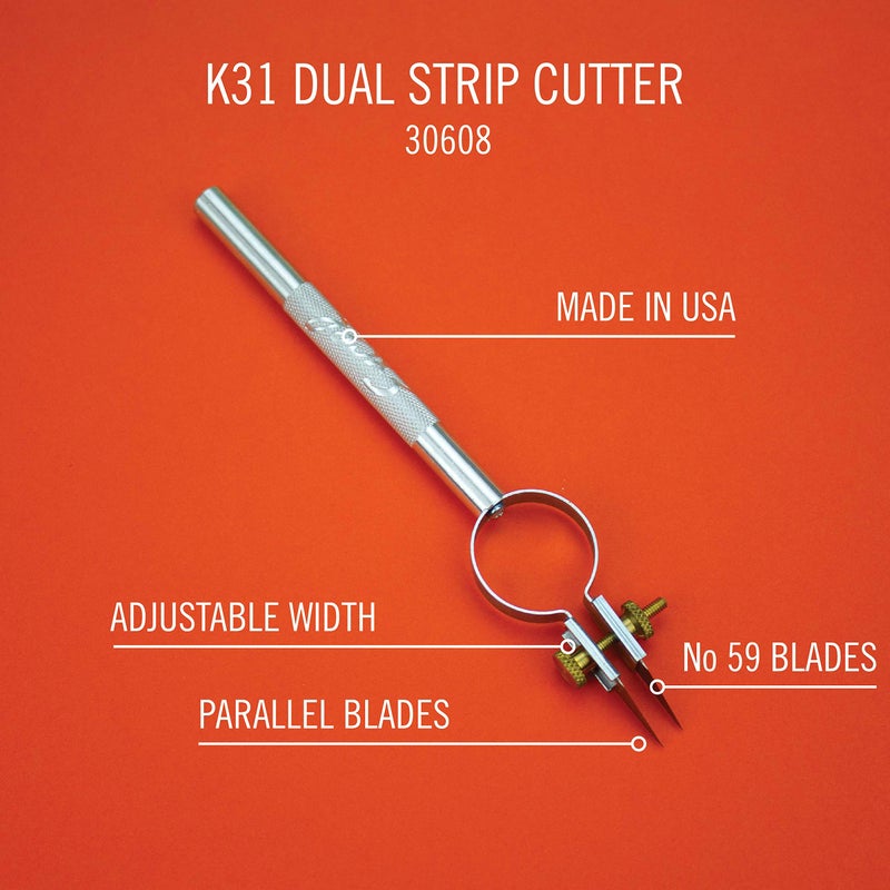 Excel Blades 30608 Dual Strip Cutter, Dual Twin Blade Knife Parallel Number 59 Blades, Adjustable Width Strip Cutter, Cutting Tool for Paper, Clay etc - Image 4
