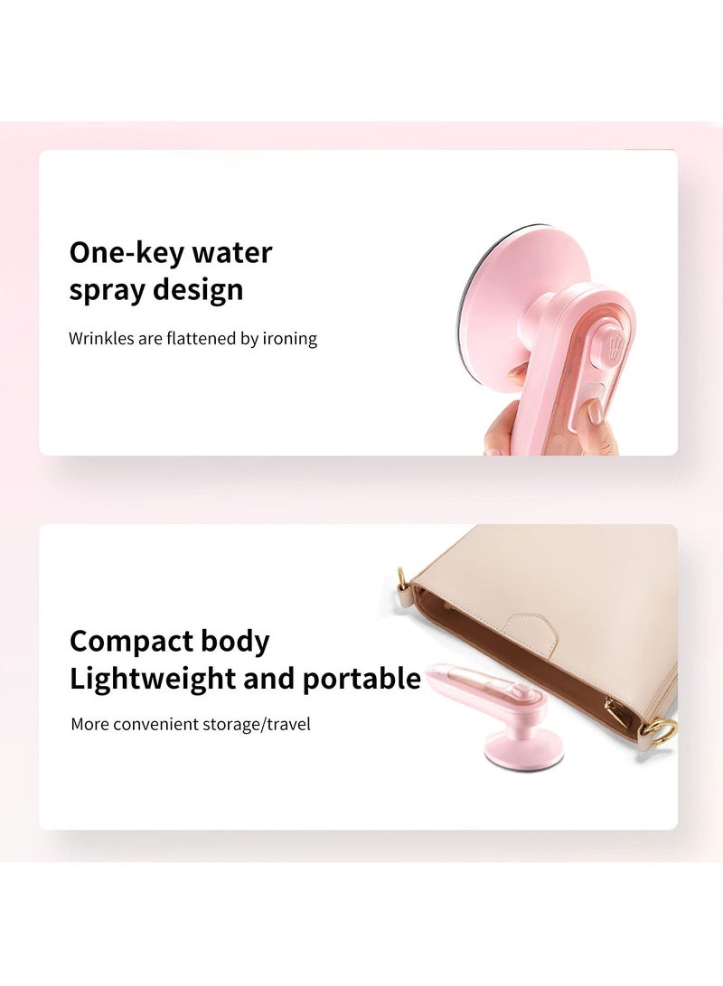KASTWAVE Mini Handheld Garment Steamer Household Fabric Steam Iron 100ml Mini Portable Vertical Fast-Heat For Clothes Ironing, Lightweight Mini Iron for Clothes with Spray Mist Buttons Pink - Image 4
