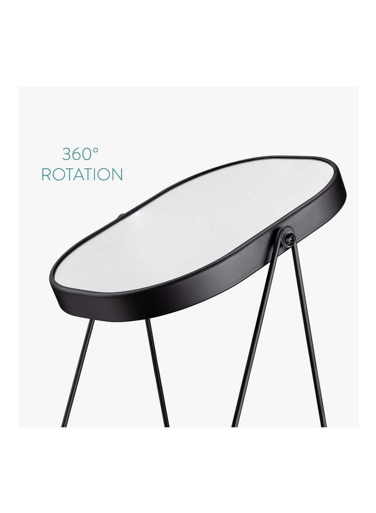 AYY HOME Retro Style Black Vanity Mirror with Tray, 360° Rotating Adjustable Desktop Makeup Mirror, High-Definition Wrought Iron Frame Tabletop Mirror for Bedroom Bathroom Dressing Table (28.5cm Height) - Image 3