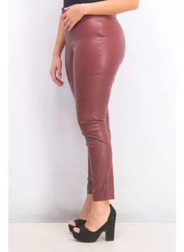INC Women Regular Fit Faux Leather Leggings, Port  - Image 4