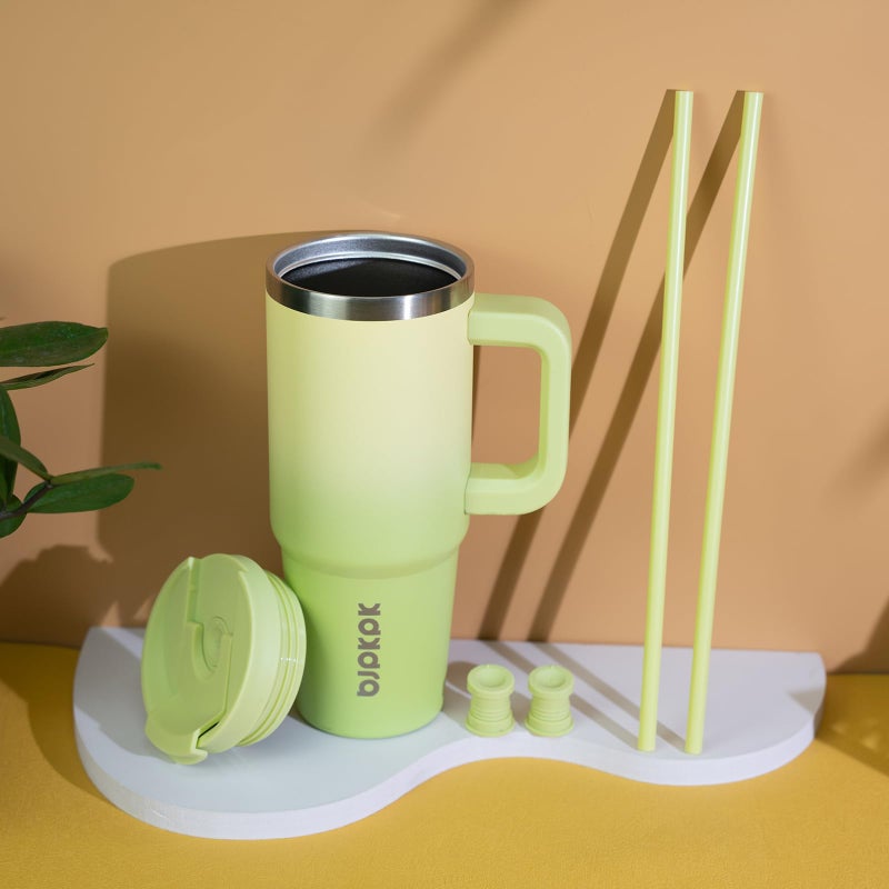 BJPKPK 30 oz Tumbler With Handle Insulated Tumblers With Lid And Straw Stainless Steel Thermal Cup,Lime - Image 5