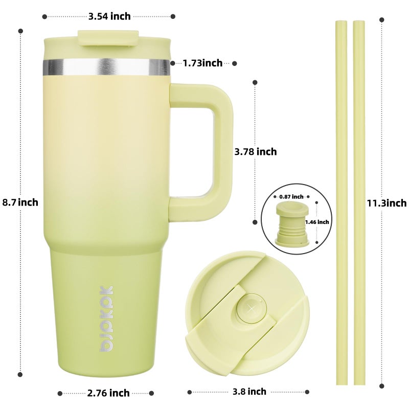BJPKPK 30 oz Tumbler With Handle Insulated Tumblers With Lid And Straw Stainless Steel Thermal Cup,Lime - Image 3