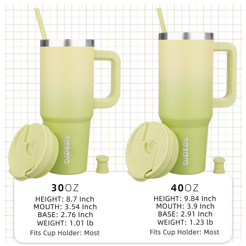 BJPKPK 30 oz Tumbler With Handle Insulated Tumblers With Lid And Straw Stainless Steel Thermal Cup,Lime - Image 4
