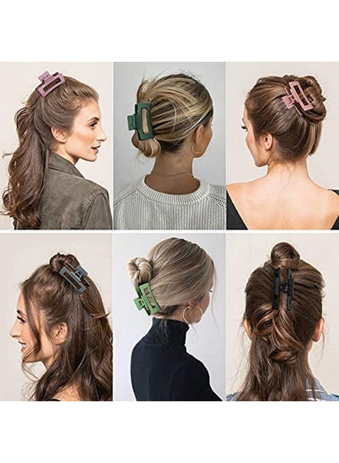 Blubby 6 Pcs Matte Rectangle Claw Clip, Women & Girls Large Hair Claw Clips, Square Claw Clips Rectangular Hair Clutcher Hair Styling Accessories,Non-slip Hair Clips for Thin & Thick Hair (Multicolor) - Image 5