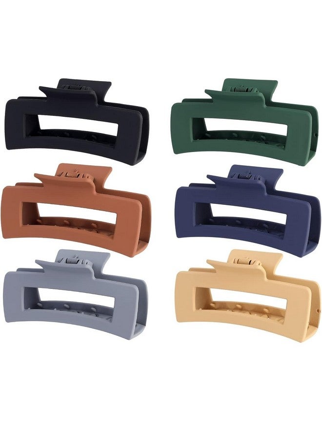 Blubby 6 Pcs Matte Rectangle Claw Clip, Women & Girls Large Hair Claw Clips, Square Claw Clips Rectangular Hair Clutcher Hair Styling Accessories,Non-slip Hair Clips for Thin & Thick Hair (Multicolor) - Image 1