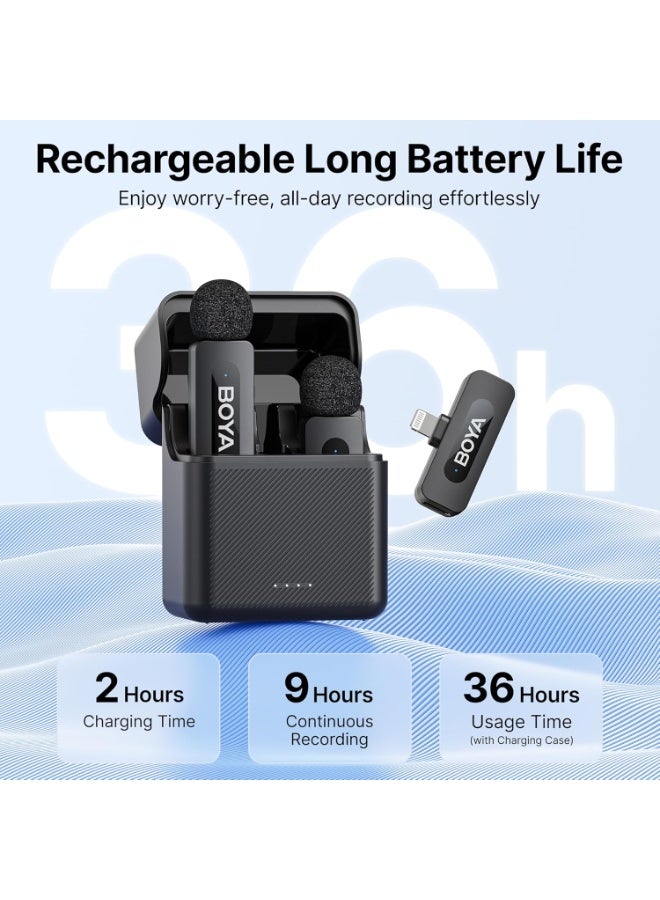 Boya BY-V3 iPhone Microphone, Wireless Lavalier Microphone for iPhone, 100m Range, 2.4GHz Plug Play Mnini Clip-on Mic for iPhone 14/14 Pro/13/13 Pro/12 iPad IOS Devices, Vlog, YouTube, TikTok - Image 2