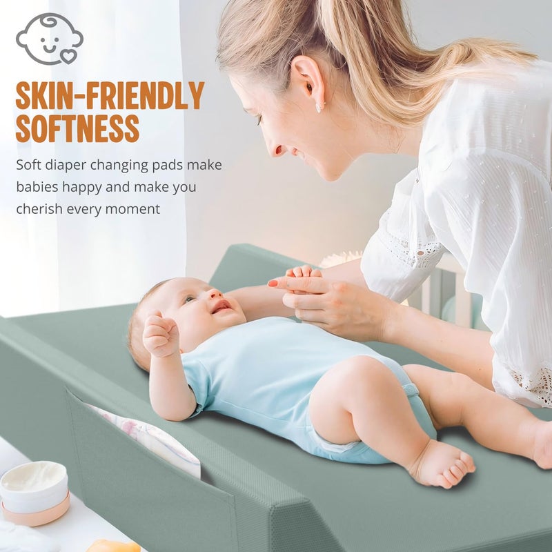 JVEOO Vegan Leather Baby Changing Pad, Waterproof & Wipeable Soft Diaper Changing Mat 32â€œ x 16.6" Comfortable Infant Changing Station for Dresser & Table - Image 5