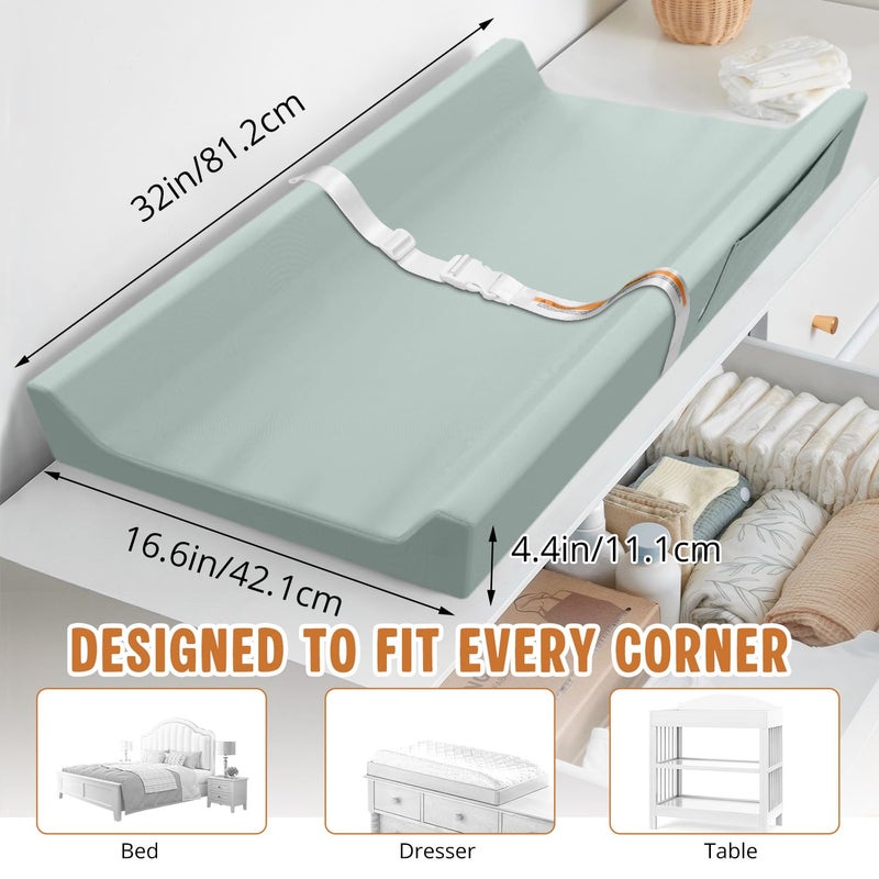 JVEOO Vegan Leather Baby Changing Pad, Waterproof & Wipeable Soft Diaper Changing Mat 32â€œ x 16.6" Comfortable Infant Changing Station for Dresser & Table - Image 3