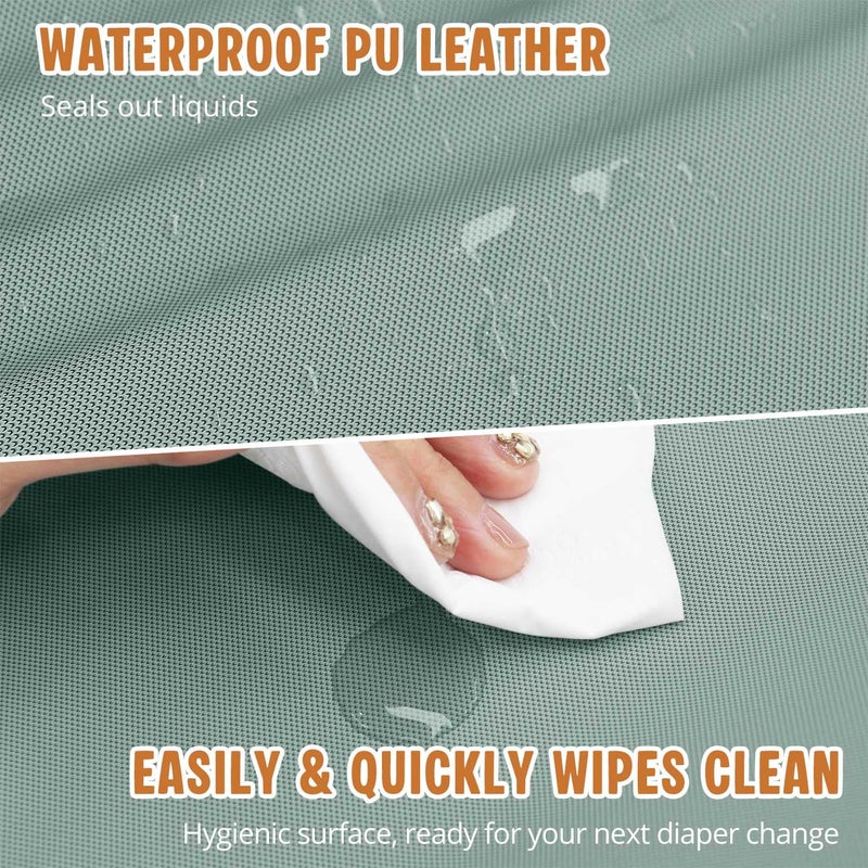 JVEOO Vegan Leather Baby Changing Pad, Waterproof & Wipeable Soft Diaper Changing Mat 32â€œ x 16.6" Comfortable Infant Changing Station for Dresser & Table - Image 2